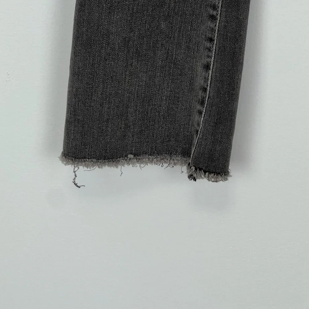 Free People Womens Black Skinny Jeans Raw Hem Mid Rise Cropped size 25